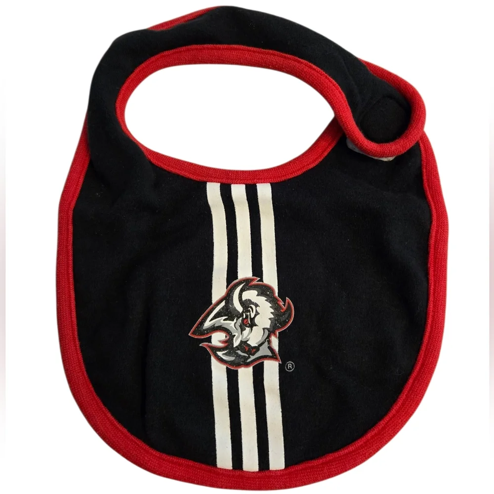Vintage Y2k Black and Red Old Buffalo Sabres Logo Velcro Baby Bib